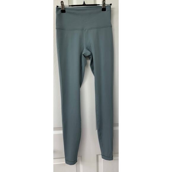 Lululemon Wunder Under Train high rise 28" crater blue size 6 draw string green - Picture 6 of 10